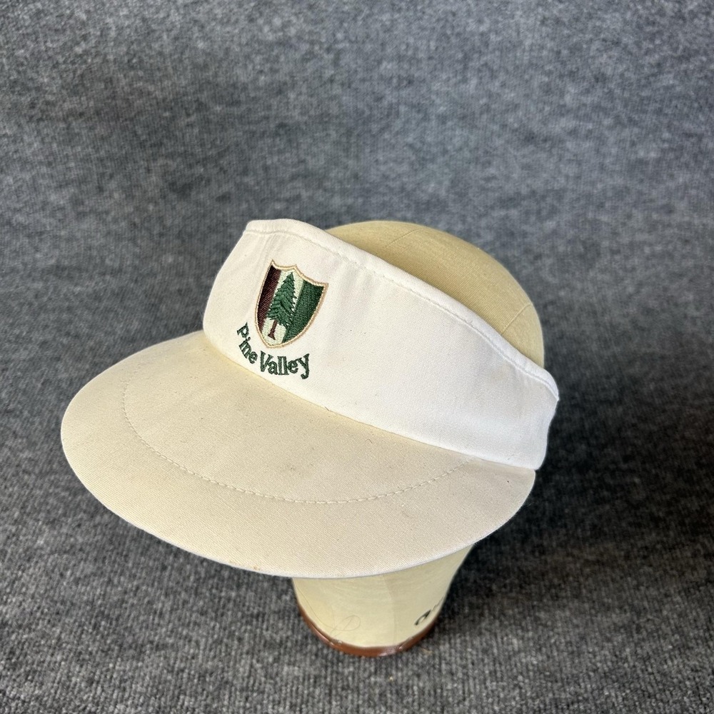 Pine Valley Golf Visor Hat Cap Strap Back One Size White Green Texace USA Mens